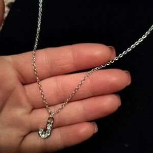Silver Initial 'J' Pendant Necklace